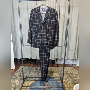 English Laundry Dark Purple Windowpane Suit